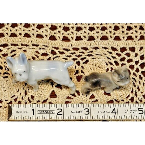 Pair of Vintage Porcelain French Bulldog Dog Figurines 2 Sizes Japan - Picture 9 of 10